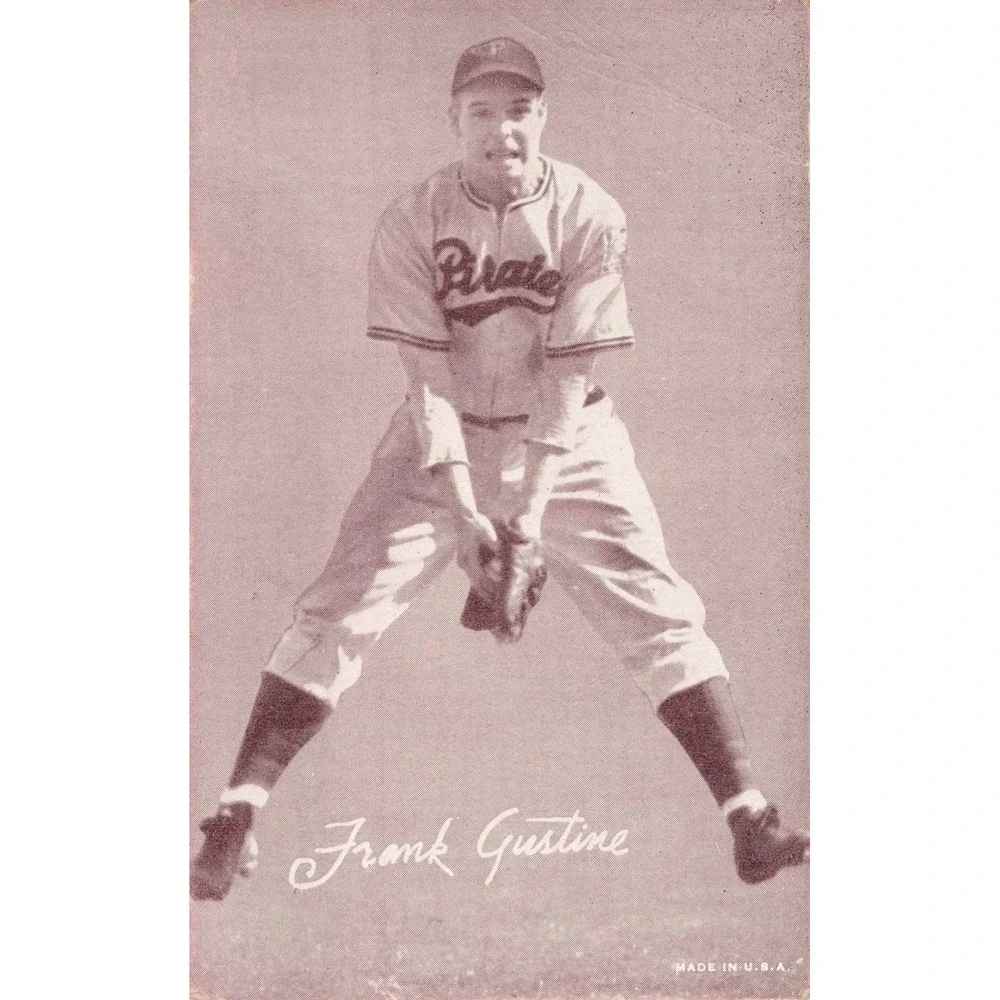 Vintage Frank Gustine Pittsburgh Pirates Baseball Exhibit Card Made in USA VG-